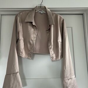 HYFVE Light Taupe Women's Silken Cropped Blouse